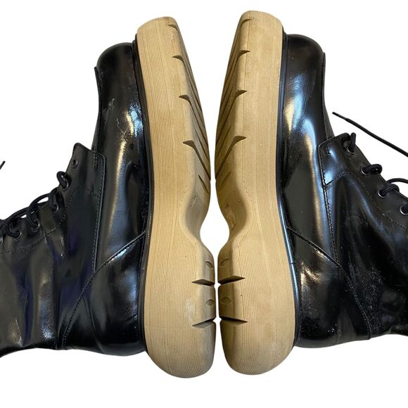 ASOS Chunky Platform Lace-up Boots 8 Black Leather Mid Calf Punk Emo Cosplay - Picture 6 of 11